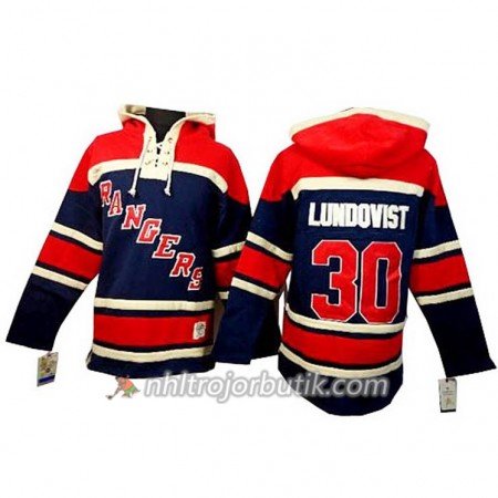 Män Ishockey New York Rangers Henrik Lundqvist 30 Blå Sawyer Hooded Sweatshirt